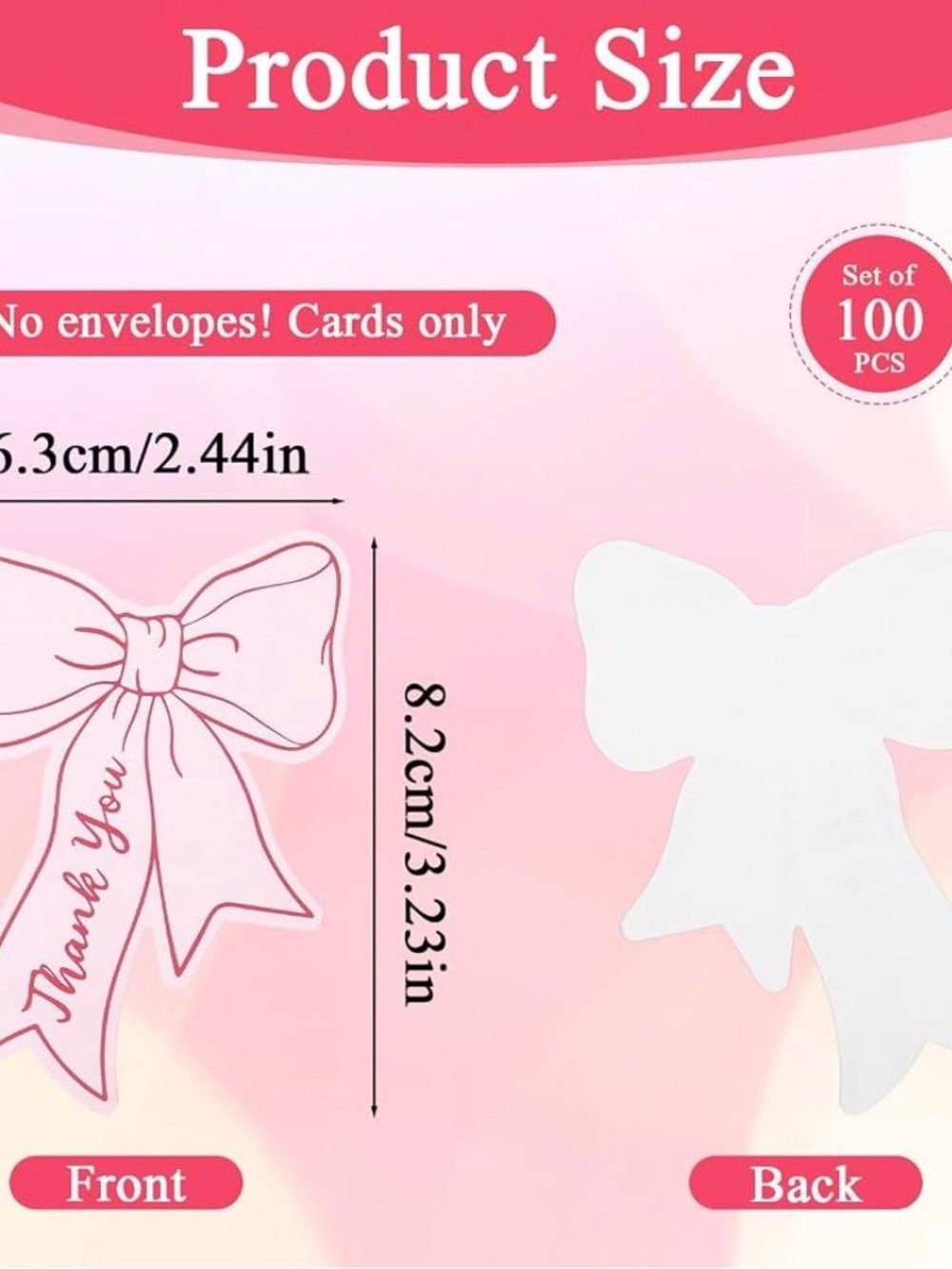 Thank You Cards 50 big with Bows & Blank Notes 🎀 Elegant Gift Tags | Party, - Picture 10 of 12
